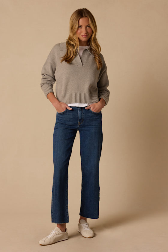 The Mid Rise Classic Straight Dark Wash Denim Jeans 1
