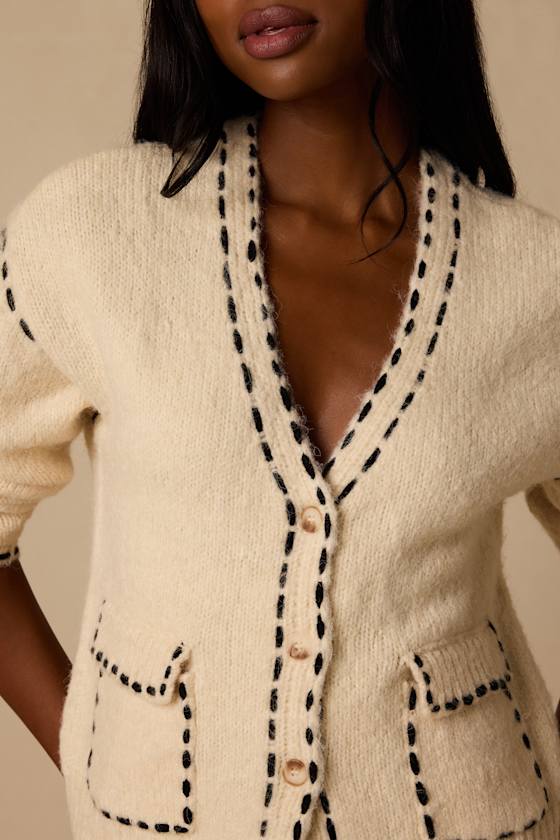 Landa Cream Button-Front Cardigan - thumbnail 5