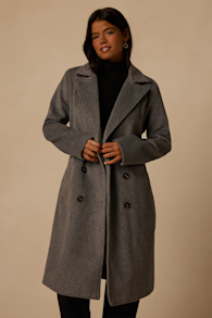 Season of Sophistication Grey Double-Breasted Coat 1