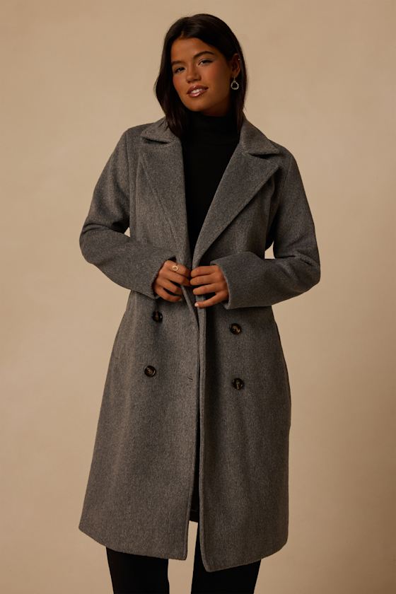 Season of Sophistication Grey Double-Breasted Coat 1