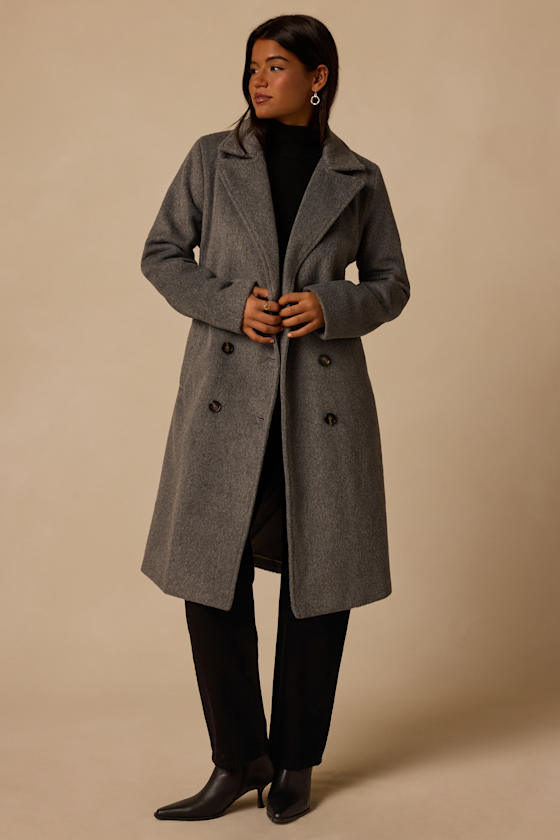 Season of Sophistication Grey Double-Breasted Coat 2
