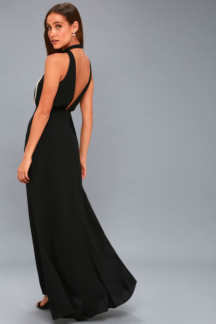 Ali & Jay After Dark My Sweet - Black Dress - Beaded Maxi - Lulus