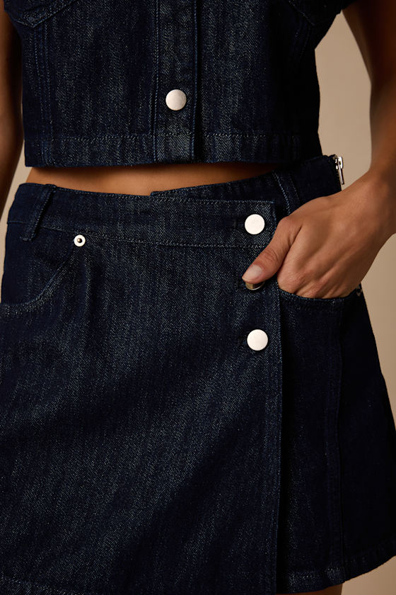 Lele Dark Wash Wrap Denim Skort - thumbnail 5