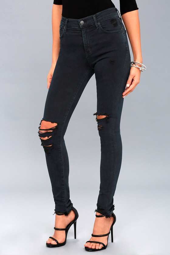 AGOLDE Sophie - Washed Black Skinny Jeans - High Rise Jeans - Lulus