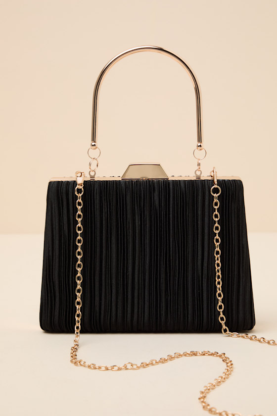 Ezra Black Pleated Crossbody Clutch - thumbnail 4