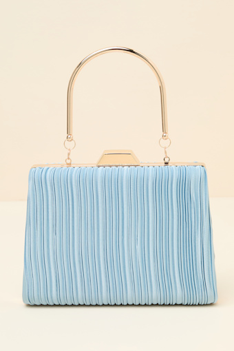 Ezra Light Blue Pleated Crossbody Clutch 1