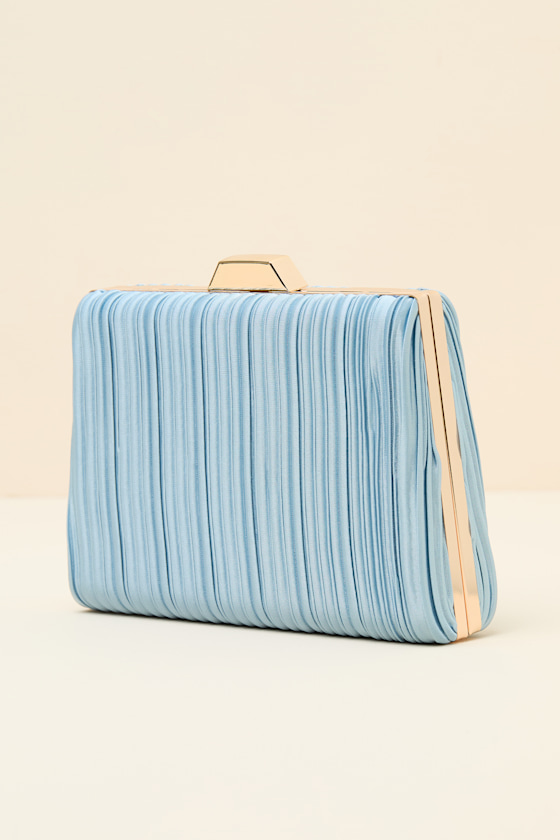 Ezra Light Blue Pleated Crossbody Clutch 2