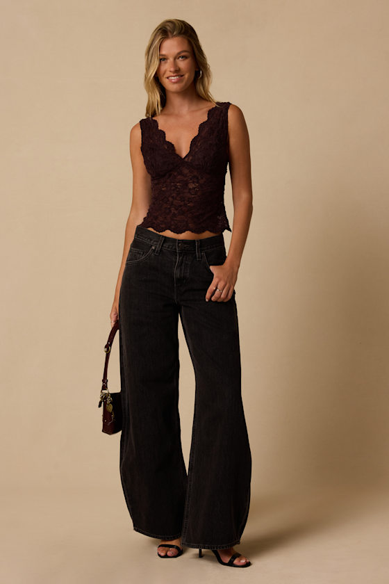 Danika Dark Purple Lace Tank Top - thumbnail 3
