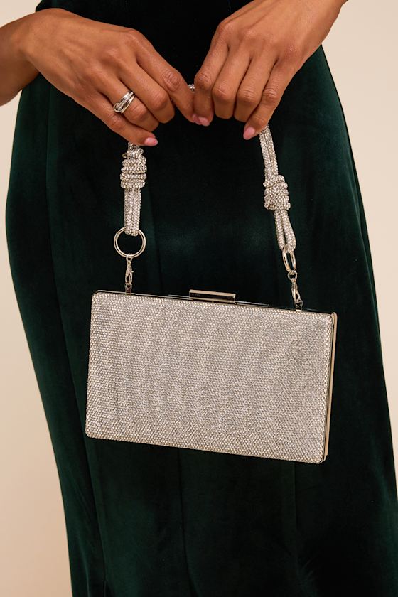 Moonbeam Silver Rhinestone Clutch