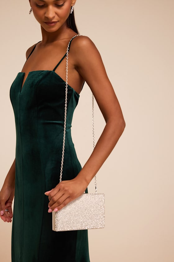 Moonbeam Silver Rhinestone Clutch - thumbnail 3