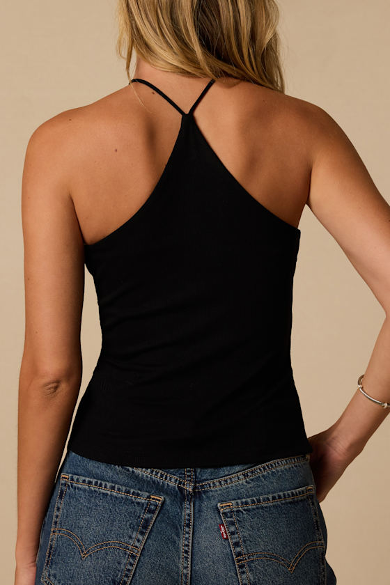 Delphine Black Halter Tank Top - thumbnail 2