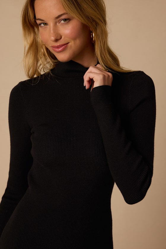 Sandra Black Ribbed Knit Backless Sweater Dress - thumbnail 5