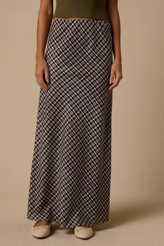 Doyle Black Gingham Maxi Skirt - thumbnail 2