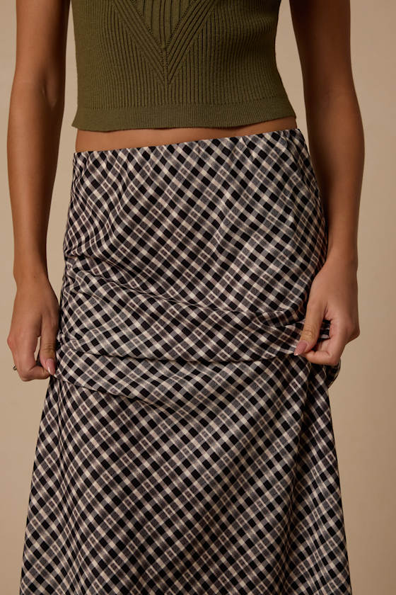 Doyle Black Gingham Maxi Skirt - thumbnail 3