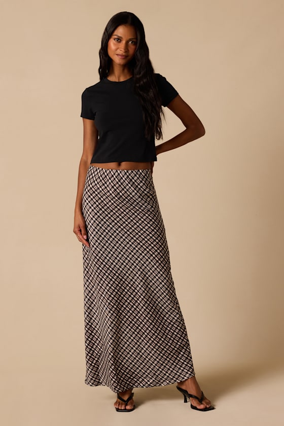Doyle Black Gingham Maxi Skirt 2