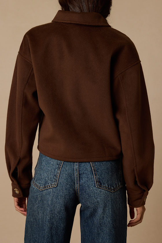 Comfy Essence Brown Cropped Shacket - thumbnail 4
