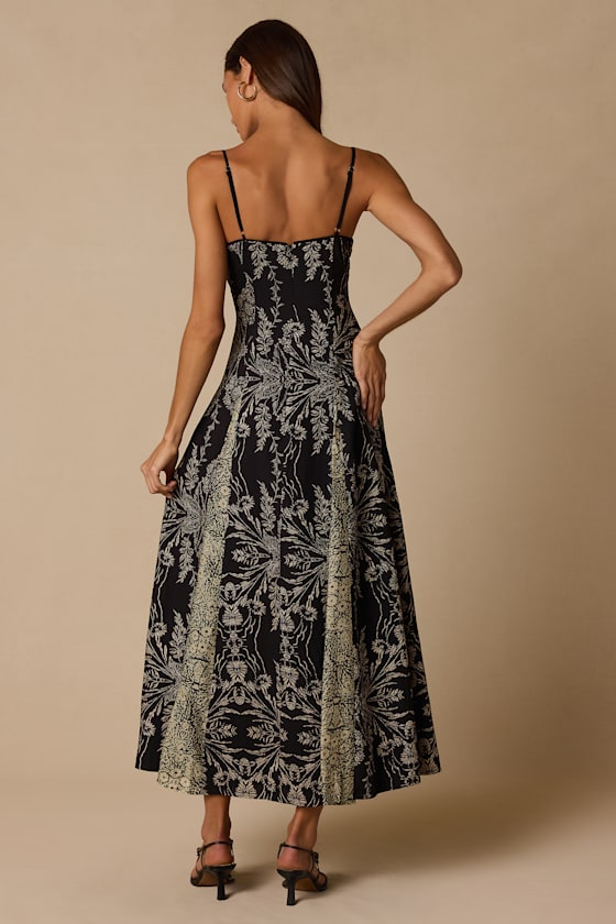 Emryn Black Multi Mixed Print Floral Maxi Dress - thumbnail 3