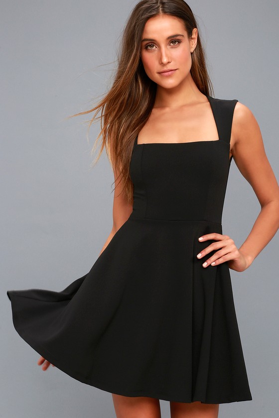 Cute Black Dress - Homecoming Dress - Skater Dress - LBD - Lulus