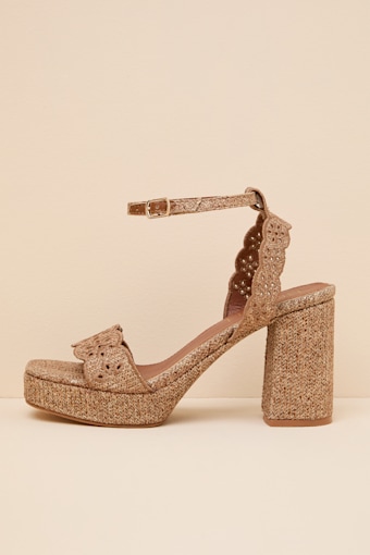 Maiden Brown Raffia Platform Ankle Strap Sandals 1