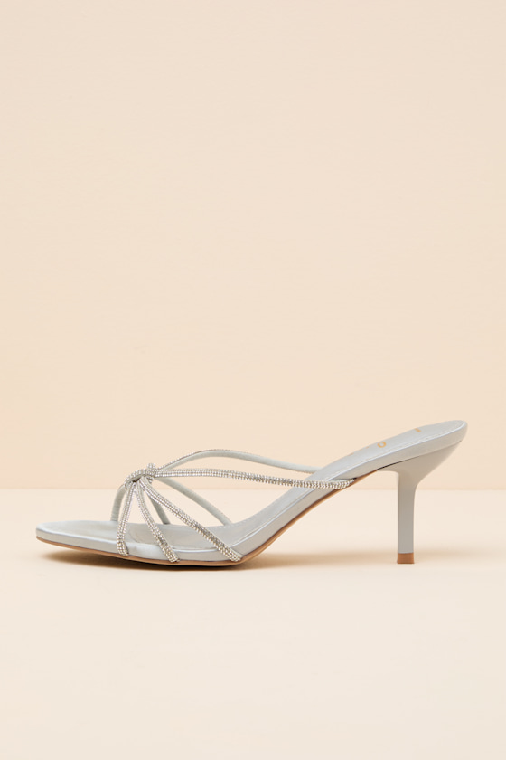 Wyatte Silver Rhinestone Kitten Heel Sandals 2