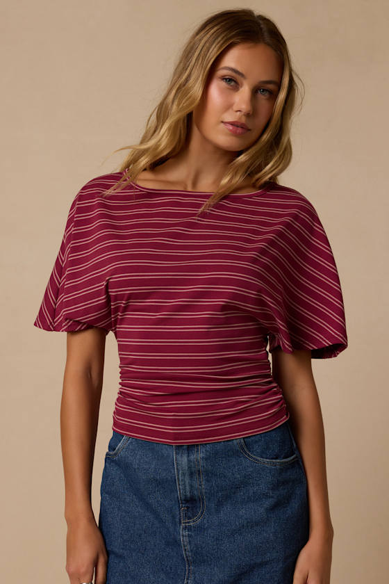 Austin Berry Red Striped Dolman Sleeve Top - thumbnail 4