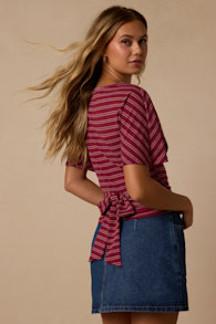 Austin Berry Red Striped Dolman Sleeve Top 2