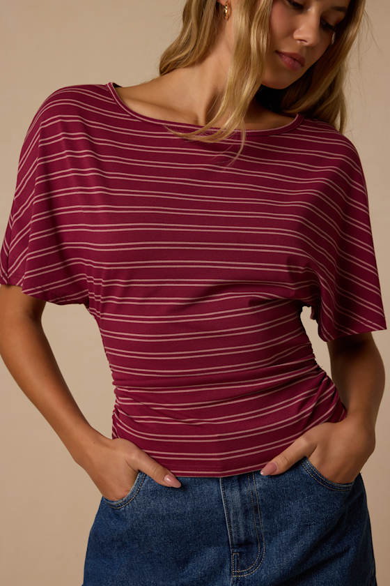 Austin Berry Red Striped Dolman Sleeve Top 6