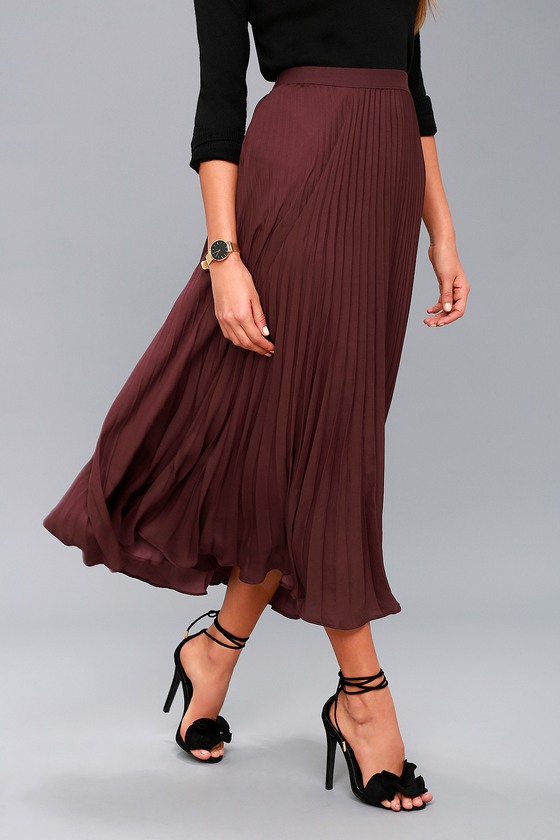 Chic Plum Purple Skirt - Pleated Skirt - Midi Skirt