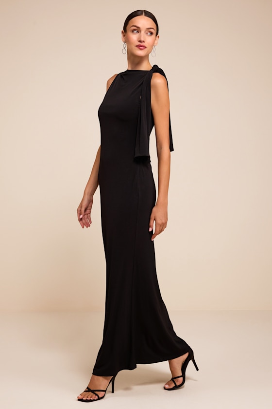 Vivian Black Sash Maxi Dress - thumbnail 4