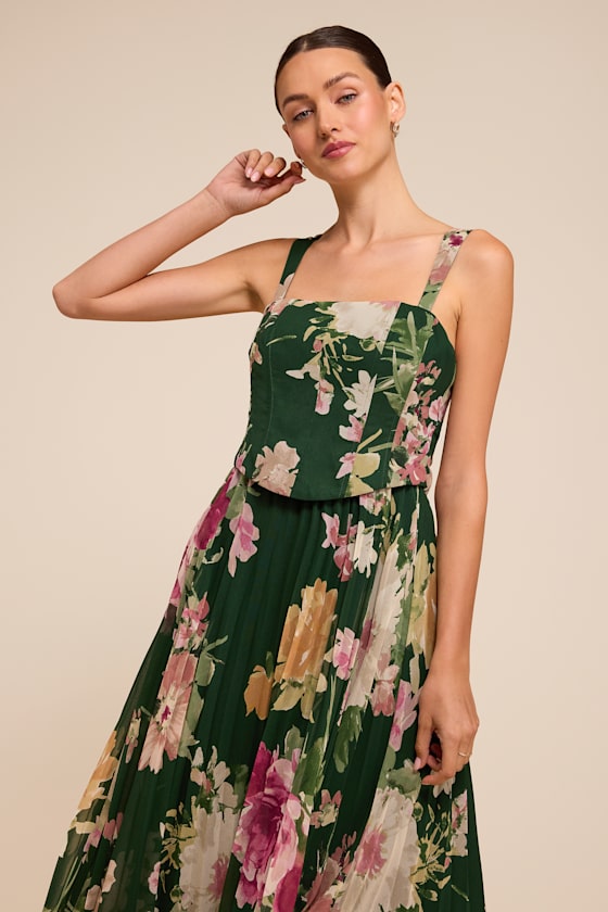 Gardenia Emerald Floral Midi Dress - thumbnail 3