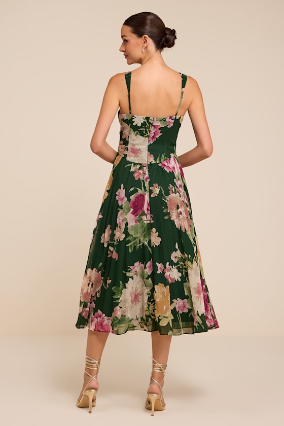 Gardenia Emerald Floral Midi Dress - thumbnail 4