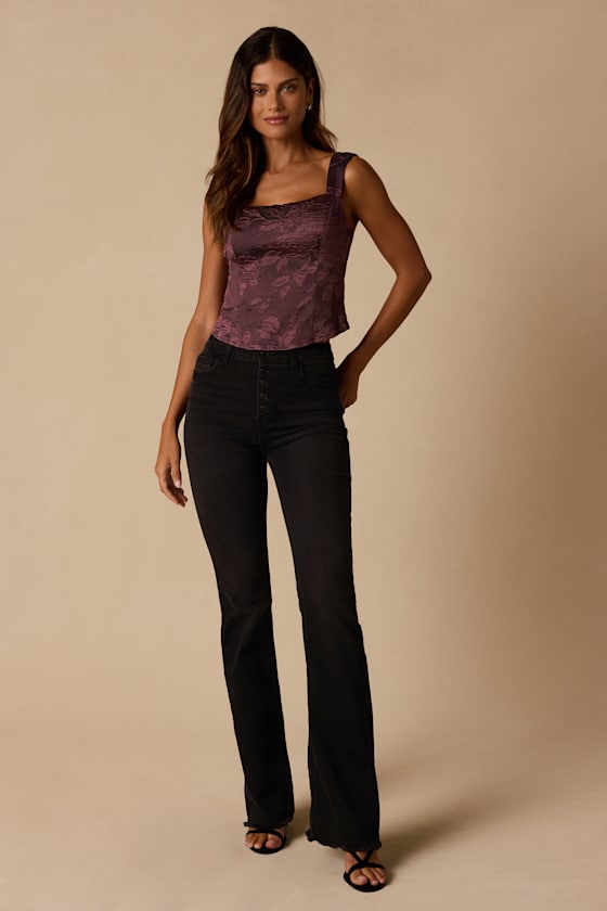 Quinnie Purple Floral Jacquard Bow Tank - thumbnail 3