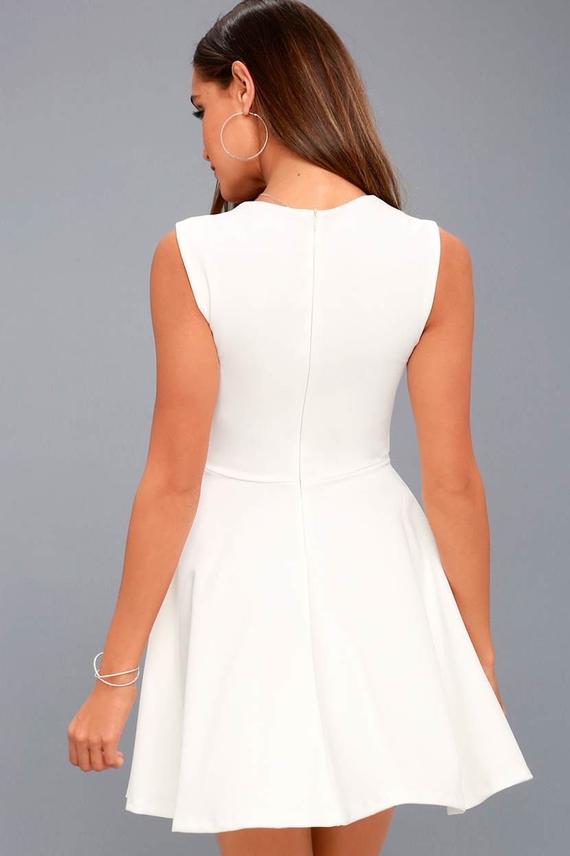 Cute White Dress - Homecoming Dress - Skater Dress - LWD - Lulus