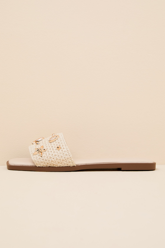 Layan Beige Seashell Slide Sandals - thumbnail 2