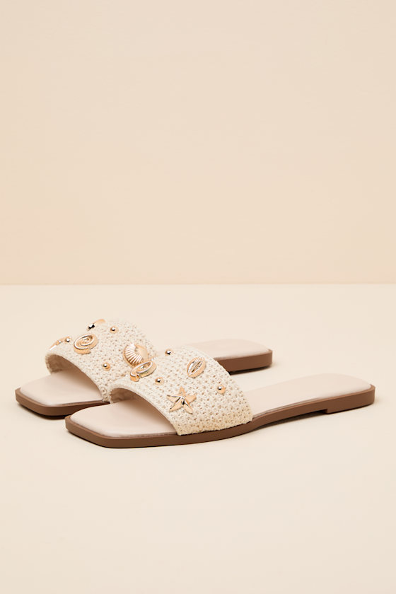 Layan Beige Seashell Slide Sandals - thumbnail 5