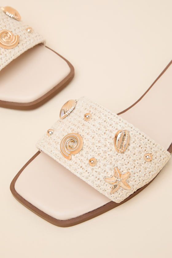 Layan Beige Seashell Slide Sandals - thumbnail 6
