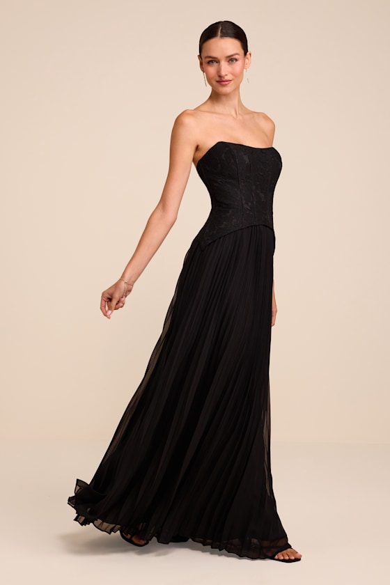 Olivia Black Strapless Bustier Maxi Dress - thumbnail 4