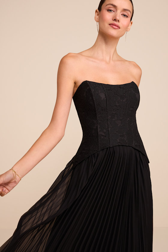Olivia Black Strapless Bustier Maxi Dress - thumbnail 5
