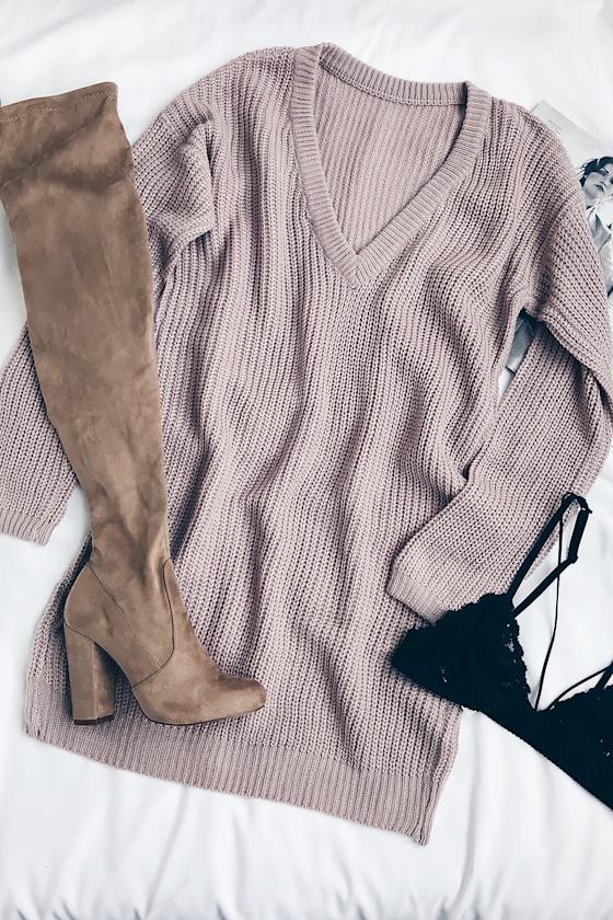 Bringing Sexy Back Mauve Backless Sweater Dress 7