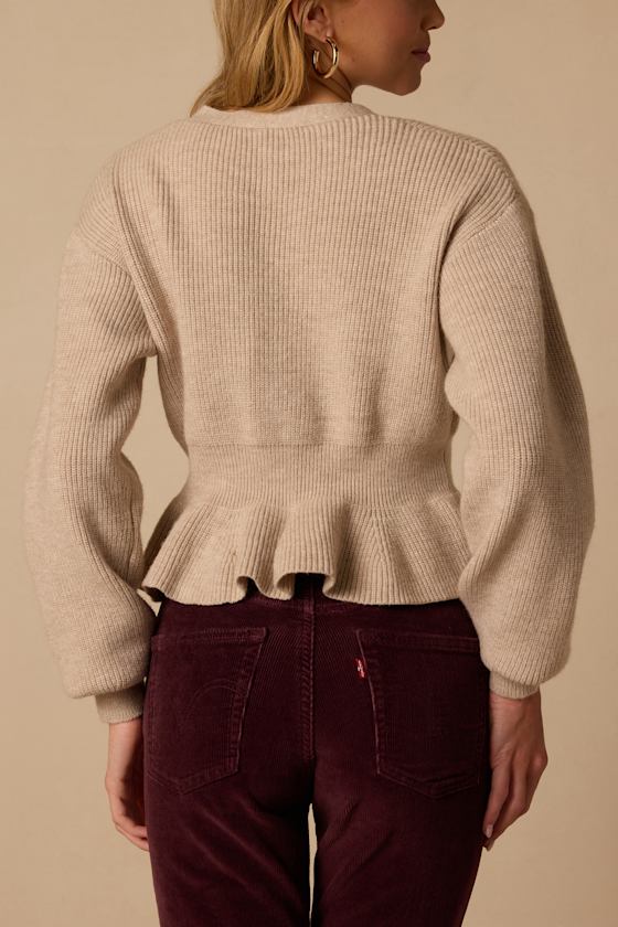Lissie Beige Ruffled Sweater Top - thumbnail 3