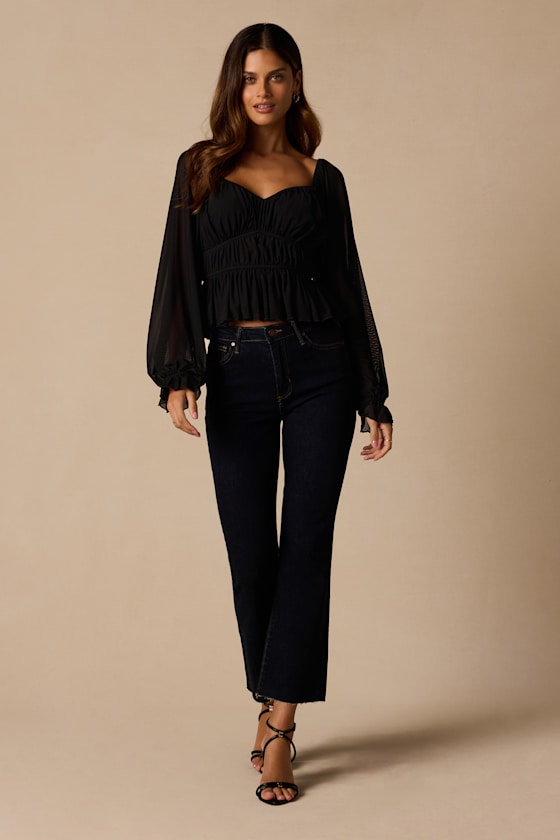 Caldwell Black Mesh Long Sleeve Top - thumbnail 3