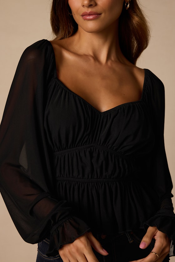Caldwell Black Mesh Long Sleeve Top - thumbnail 4