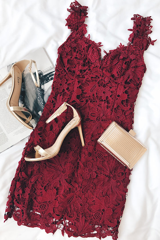 Club Nights Sexy Lace Set (Burgundy) main image 1