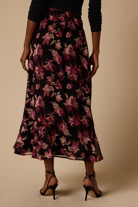 Serena Black Floral Midi Skirt - thumbnail 3