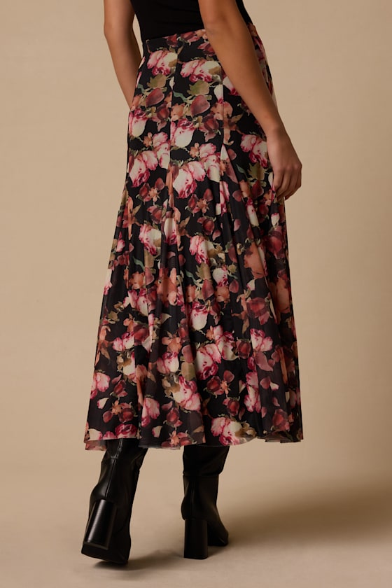 Sookie Black Floral Midi Skirt - thumbnail 3