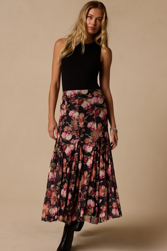 Sookie Black Floral Midi Skirt - thumbnail 5