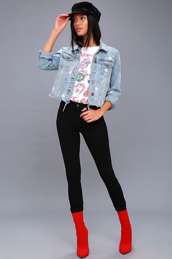 star embroidered jean jacket