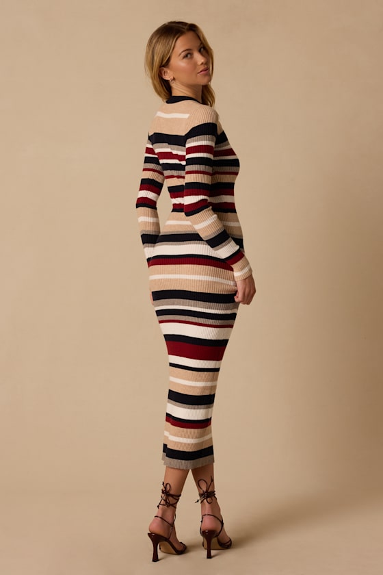 Drew Tan Multi Stripe Sweater Dress - thumbnail 3