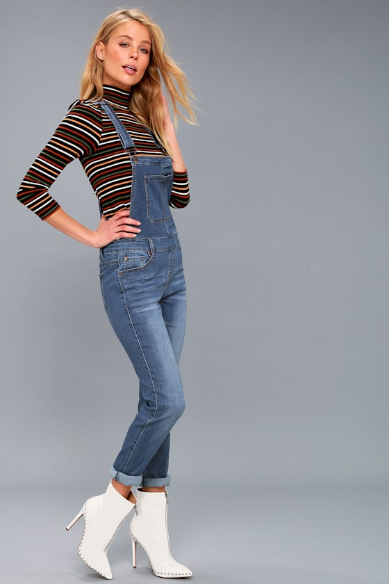 Come Into Bloom Medium Wash Denim Overalls 2