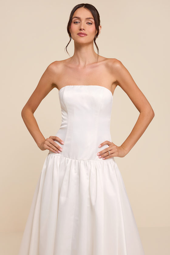 Florence White Drop Waist Maxi Dress 1